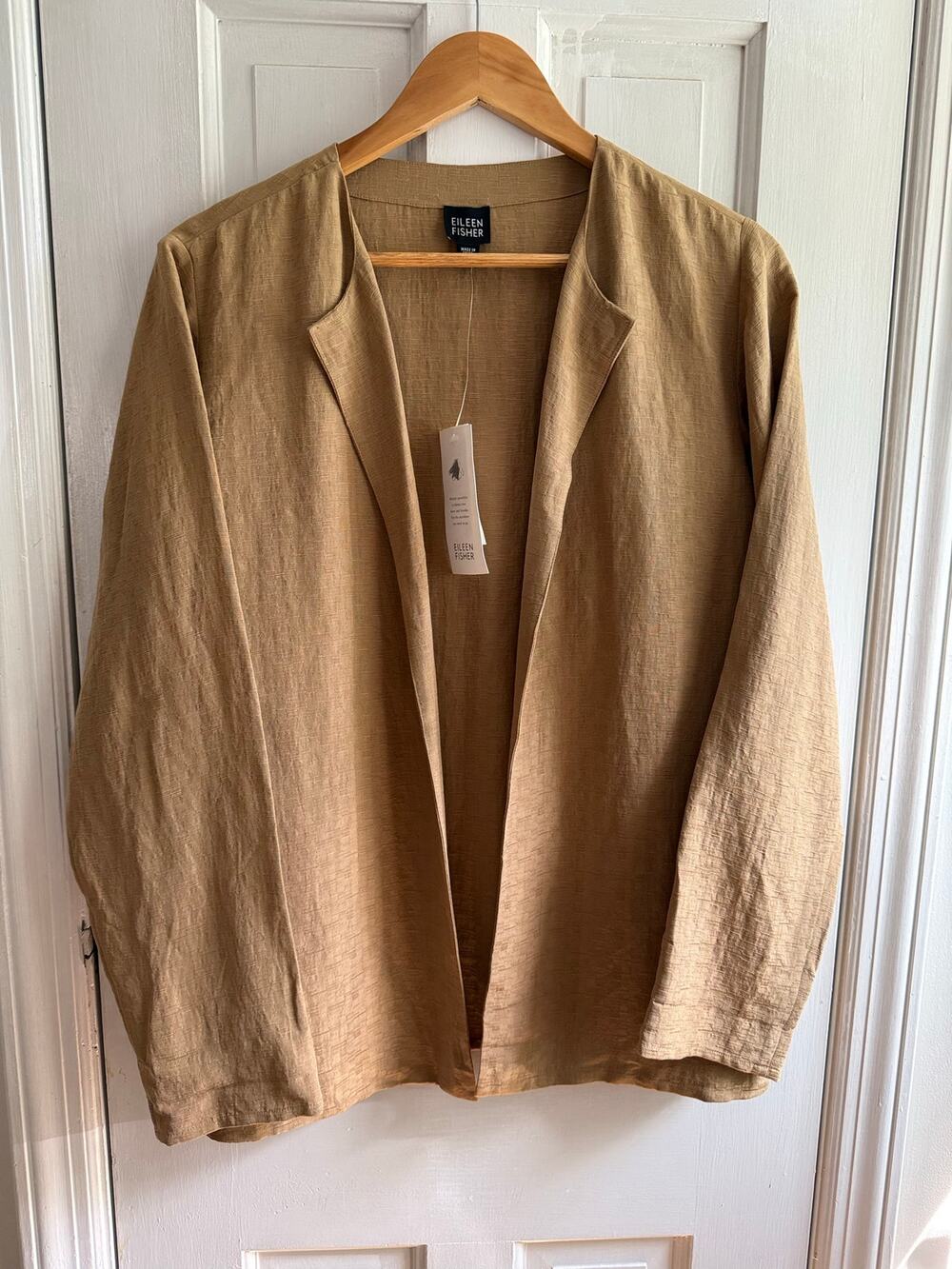 Eileen Fisher NWT Silk Linen Blazer Gold Shacket Women's Small